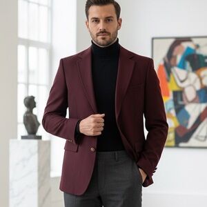 Vintage David Barclay Burgundy Blazer Jacket Mens 42 Reg Canadian Clothiers